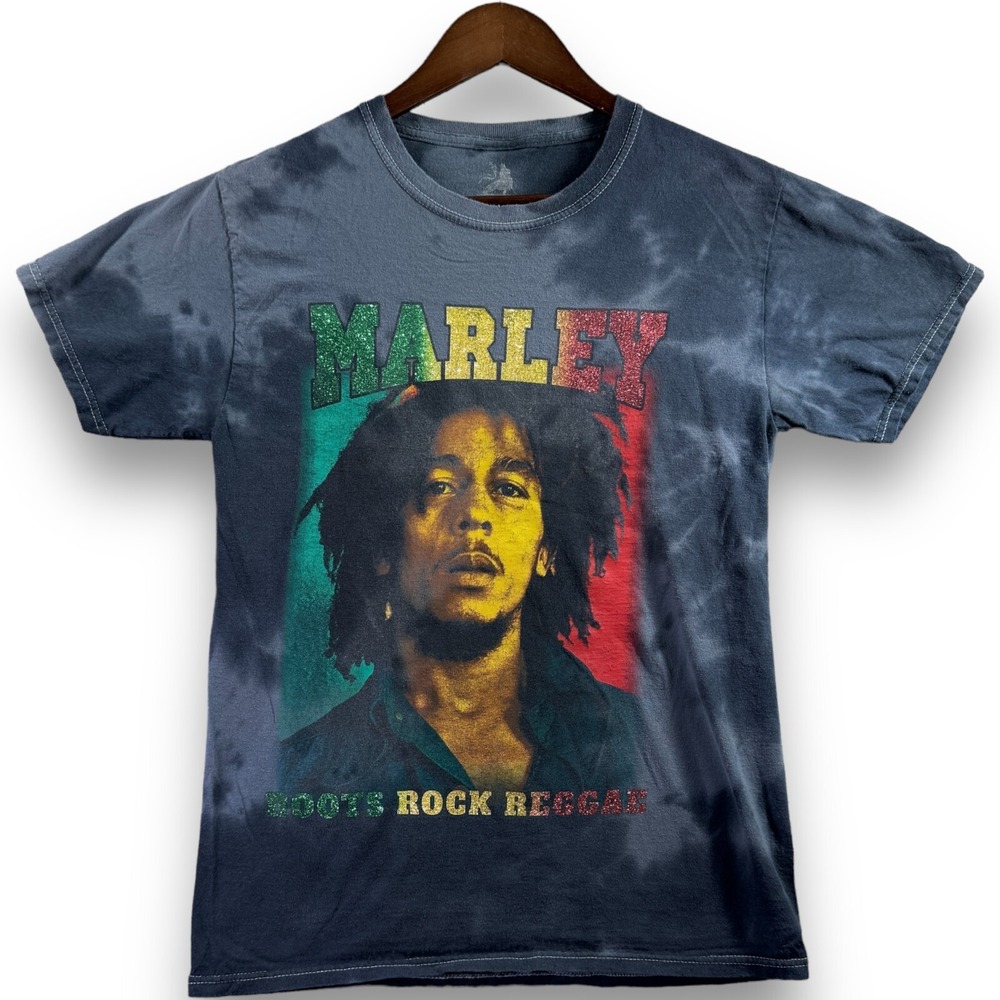 Zion Rootswear Bob Marley Tie Dye Graphic T-Shirt Mens Small Grey Rasta Reggae